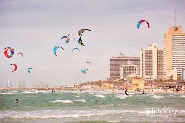 Israel, Tel Aviv, beach, kite boarding, waves, hotels, fine art, travel photography